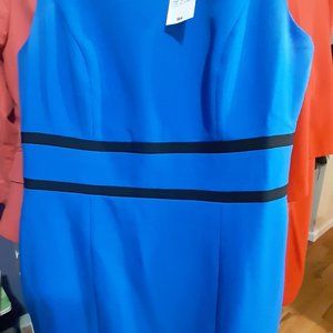 Blue dress black stripes